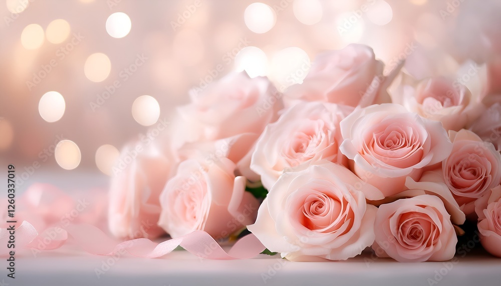 Soft Pink Roses in Blurred Pastel Background Soft Pink Roses in Blurred Pastel Background
