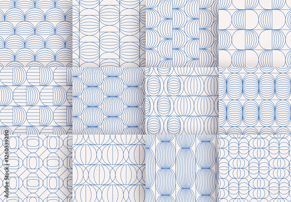 Pattern Custom Shape Seamless Pattern Set with Round Geometric Shapes Stock Template | Adobe ...