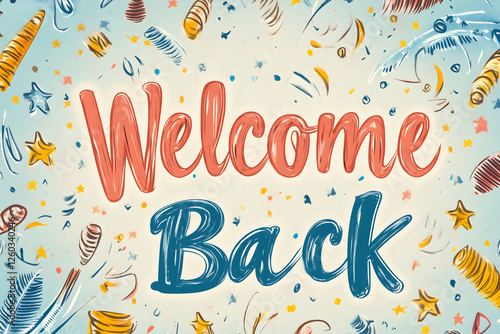 Colorful Welcome Back Sign with Playful Elements