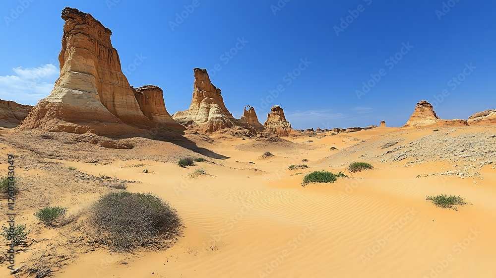 Desert rock formations under clear sky Desert rock formations under clear sky