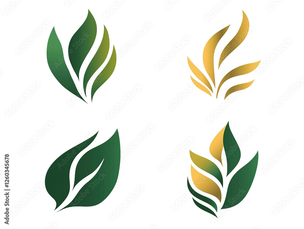 custom made wallpaper toronto digitalModern green leaf icon logo with refined details, adding a fresh touch to eco-friendly branding set on white background.