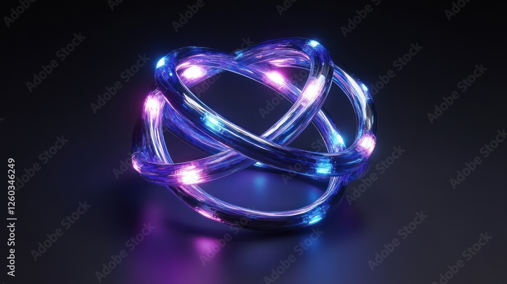 Intertwined Illuminated Rings: A Modern Abstract Glowing Design Intertwined Illuminated Rings: A Modern Abstract Glowing Design