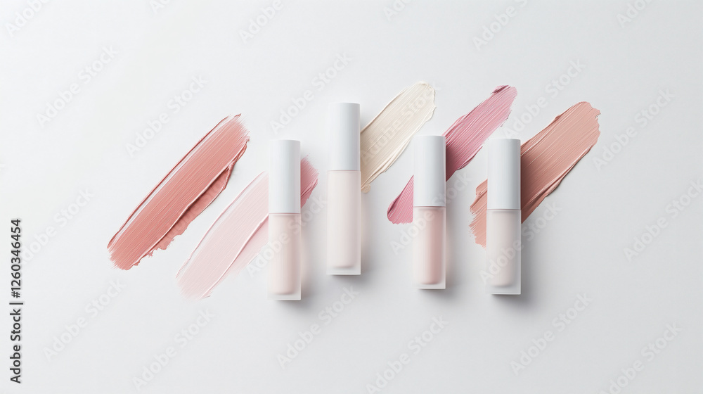 Fototapeta premium Elegant cosmetic product display with neutral tones.