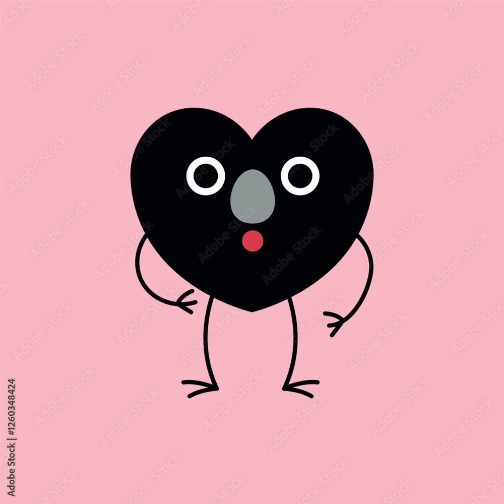 Fototapeta premium A vector heart looking confused