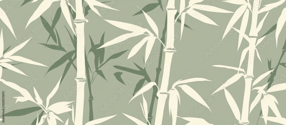 Obraz premium Bamboo Silhouette Pattern Background with Subtle Green Shades Ideal for Eco-Friendly Designs and Natural Themes