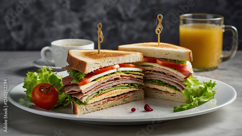 Fresh Sandwich with Layers of Ingredients – Classic Ready-to-Eat Meal

