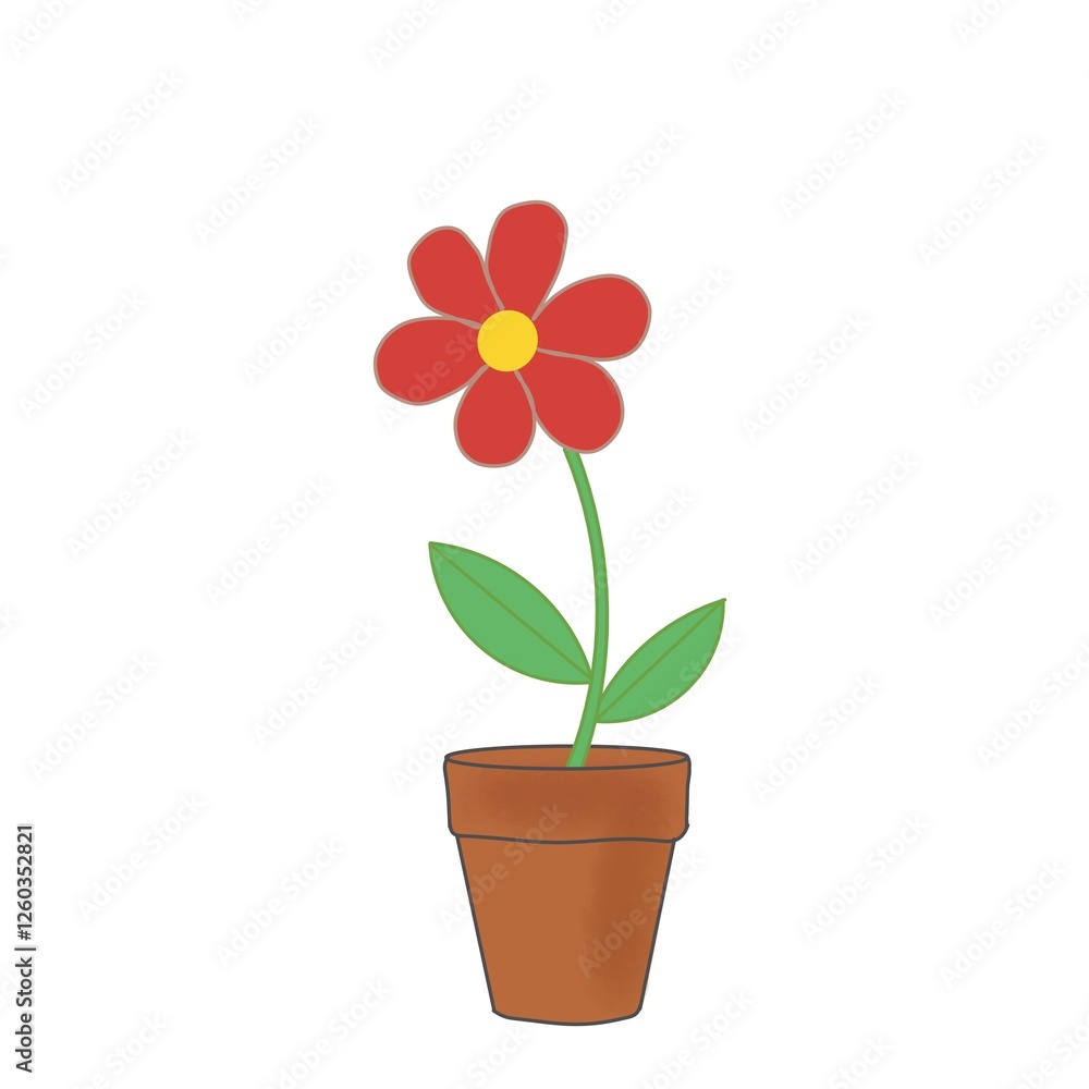 Flower in pot isolated on white Flower in pot isolated on white