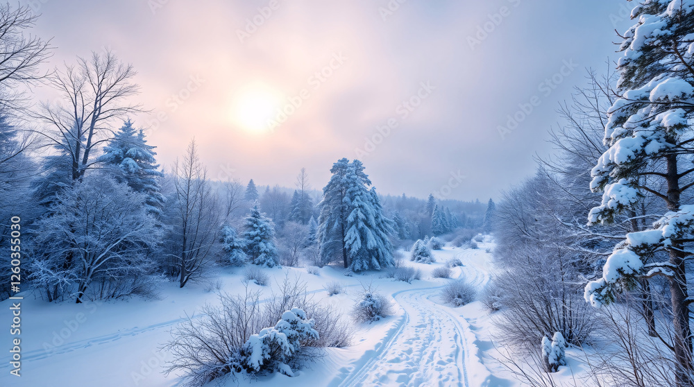 Frozen Forest: Aerial View of Snow-Covered Trees and Shadows Frozen Forest: Aerial View of Snow-Covered Trees and Shadows