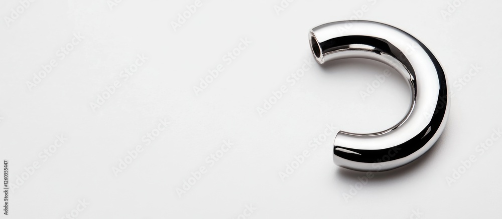 Fototapeta premium Shiny silver steel jewelry piercing object isolated on white background ideal for product display or promotional use