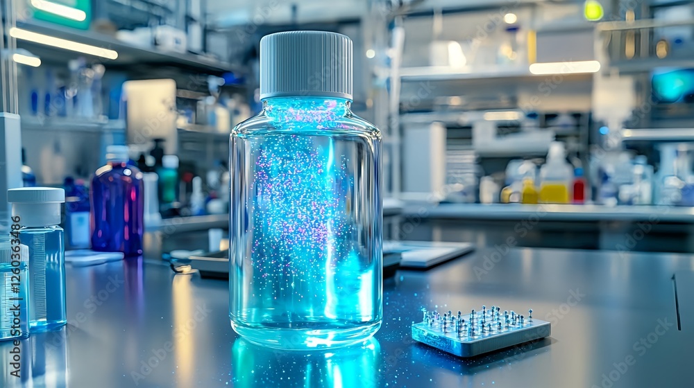 Glowing Lab Vial, Scientific Research, Biotech - Science & Technology Glowing Lab Vial, Scientific Research, Biotech - Science & Technology