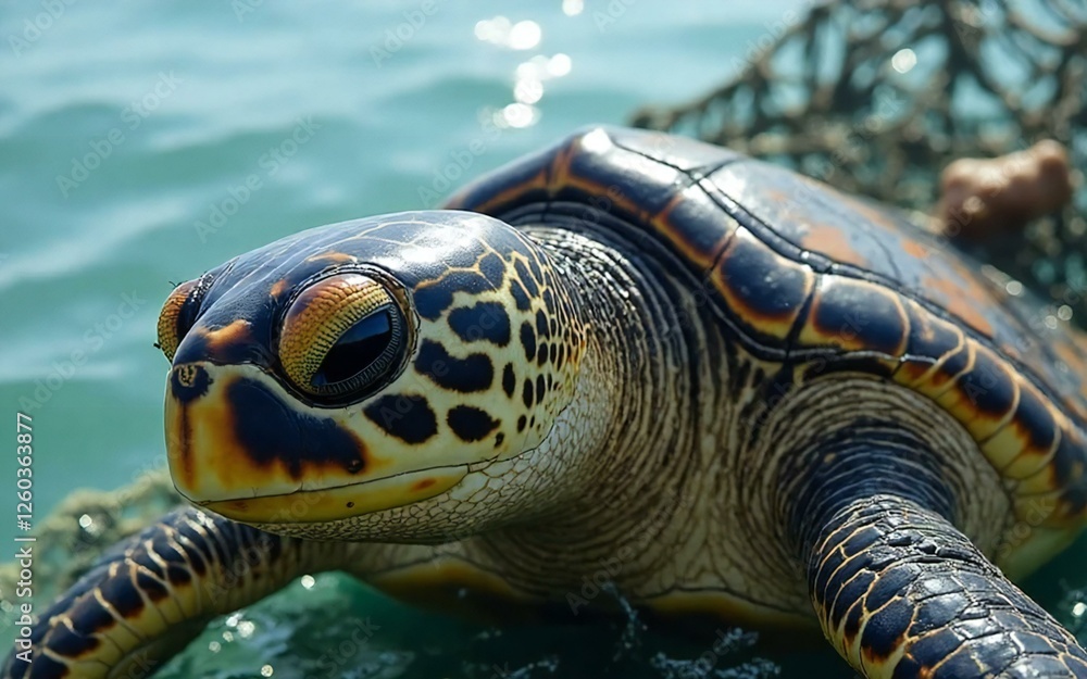 Fototapeta premium Struggling Sea Turtle