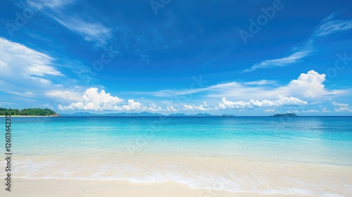Wallpaper Mural Tranquil beach landscape with clear blue water and serene sky ideal for relaxation and travel-themed projects with ample negative space Torontodigital.ca