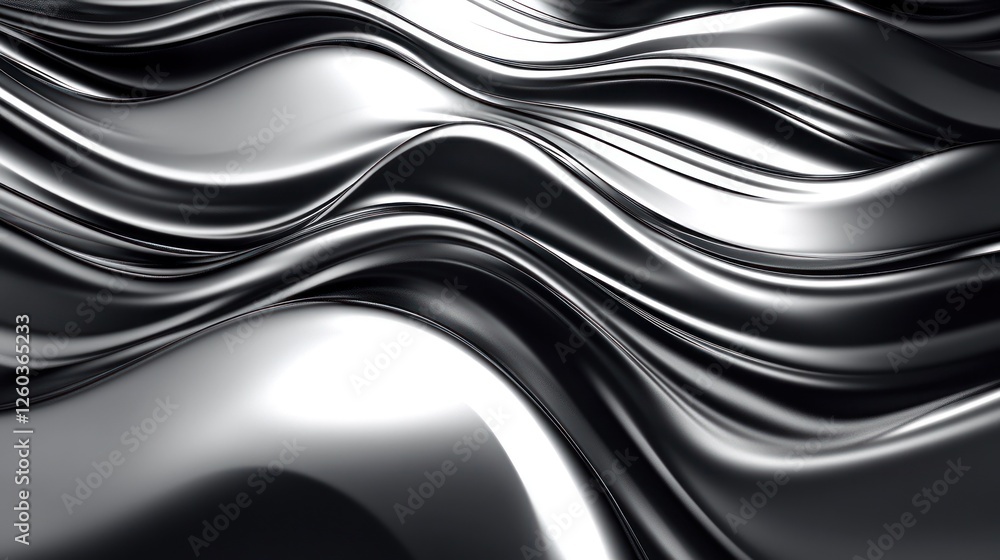 Abstract Metallic Waves: A Fluid, Silver Chrome Surface Texture Abstract Metallic Waves: A Fluid, Silver Chrome Surface Texture