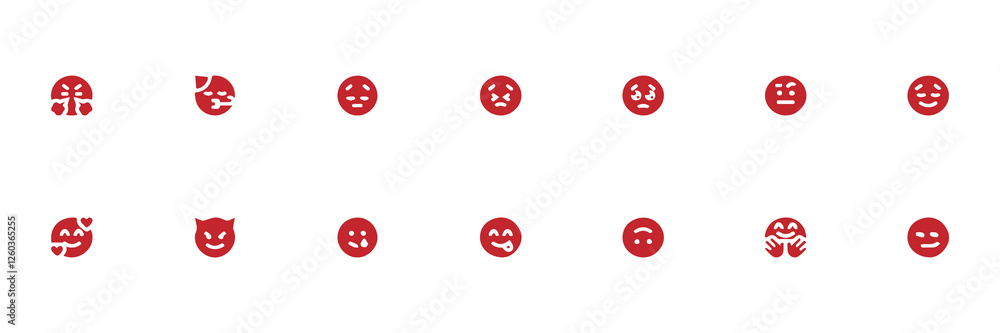 Collection of Red Emojis Depicting Various Emotions and Situations Collection of Red Emojis Depicting Various Emotions and Situations
