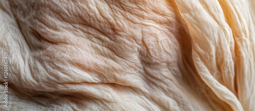 Detailed close-up view of aging skin showcasing wrinkles and texture highlighting skin issues related to aging and overall skin health. photo