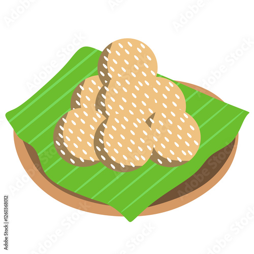 vector illustration of onde onde. kue onde onde. Indonesian food culinary. Indonesian snack photo