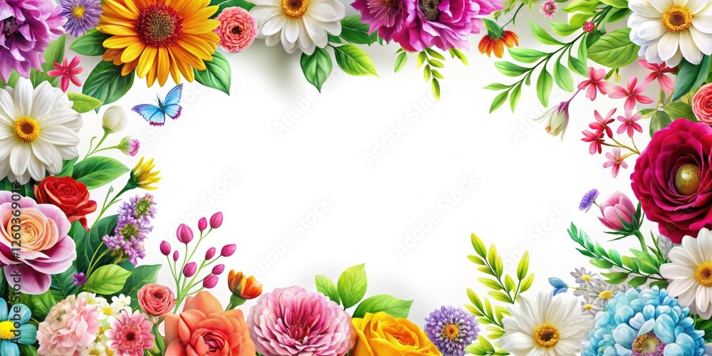 A pretty, flowery frame with elegant design; ideal for spring/summer weddings or invitations. A pretty, flowery frame with elegant design; ideal for spring/summer weddings or invitations.