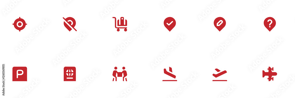 Set of Red Flat Icons for Digital Interface Set of Red Flat Icons for Digital Interface
