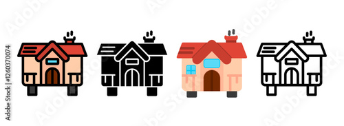 Set of Bungalow Icon