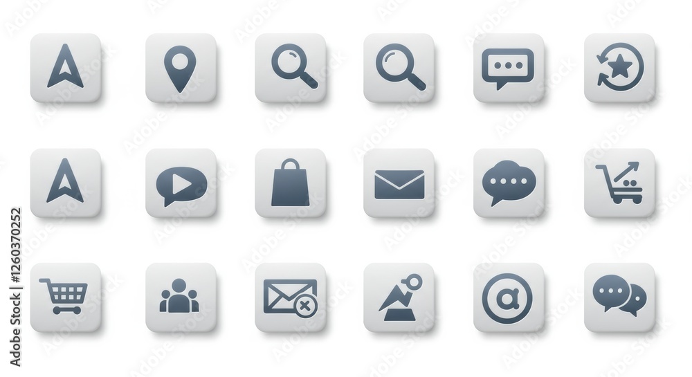 3D Rendered Web Icons with Soft Shadow Effect 3D Rendered Web Icons with Soft Shadow Effect