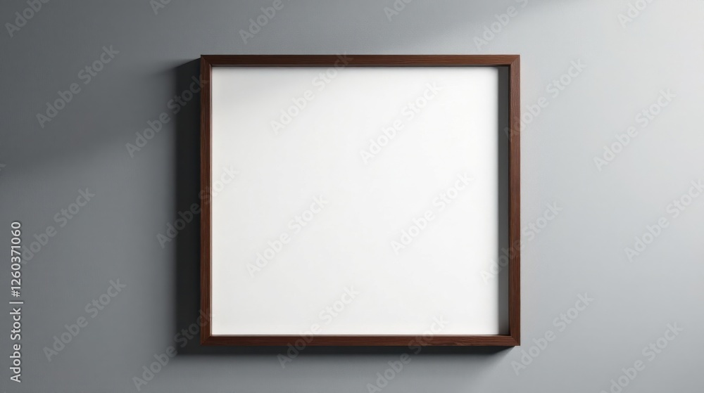 Blank square frame on a neutral wall, ready for your design or artwork, minimalist home decor concept Blank square frame on a neutral wall, ready for your design or artwork, minimalist home decor concept