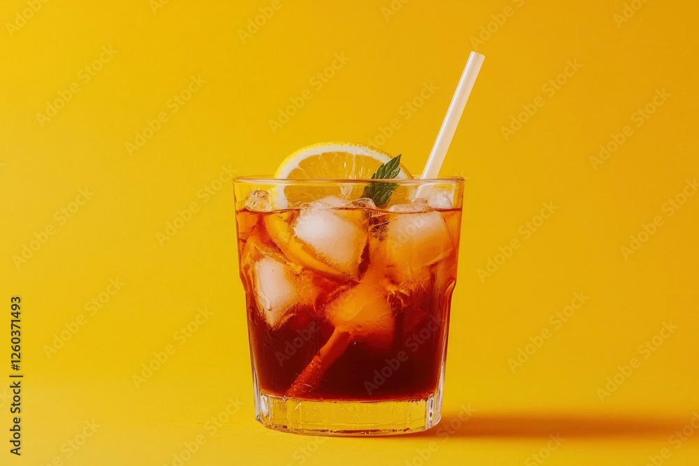 Iced Tea Drink With Lemon And Mint Garnish Iced Tea Drink With Lemon And Mint Garnish