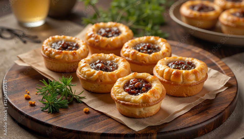 Delicious Lebanese pastries displayed elegantly on wooden platter, culinary delight Delicious Lebanese pastries displayed elegantly on wooden platter, culinary delight