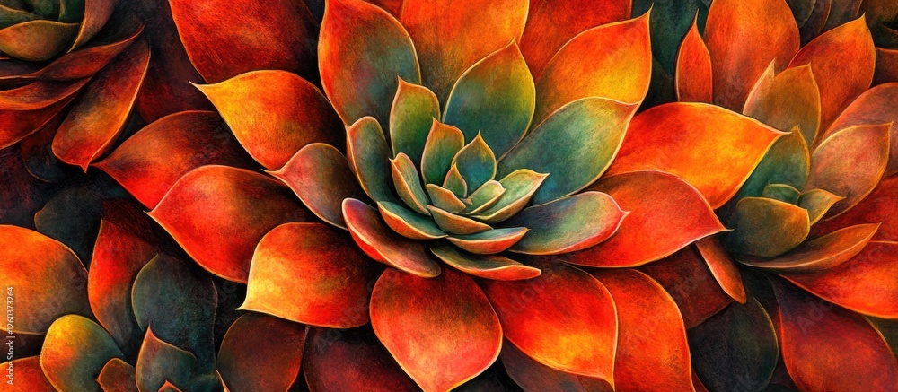 custom made wallpaper toronto digitalColorful succulent plants with dark red outer petals and yellow green centers in a vibrant full frame close-up image