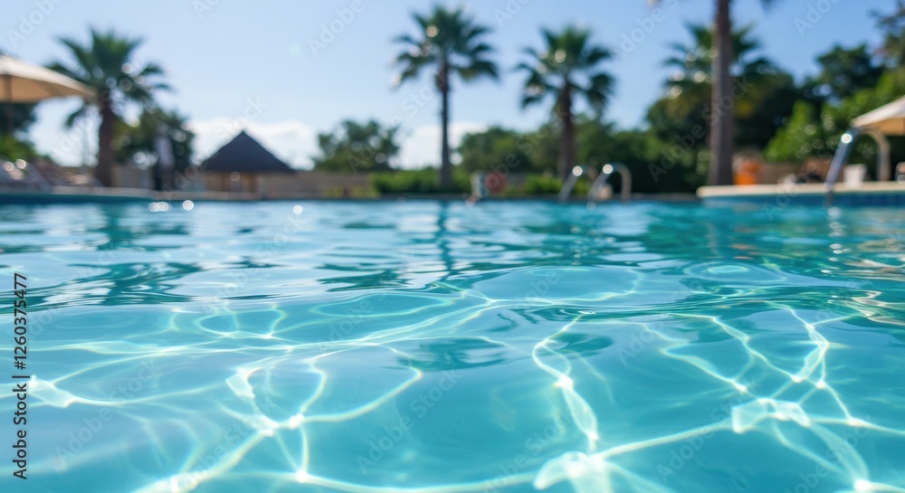 Obraz premium A stunning close-up of the surface of a swimming pool capturing the mesmerizing ripples and reflections of sunlight