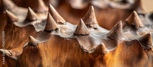 Ceiba speciosa tree trunk with sharp natural spikes showcasing unique texture and features of this distinctive plant species photo