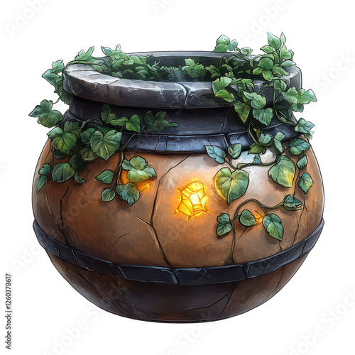 toxic witch cauldron isolated on transparent background