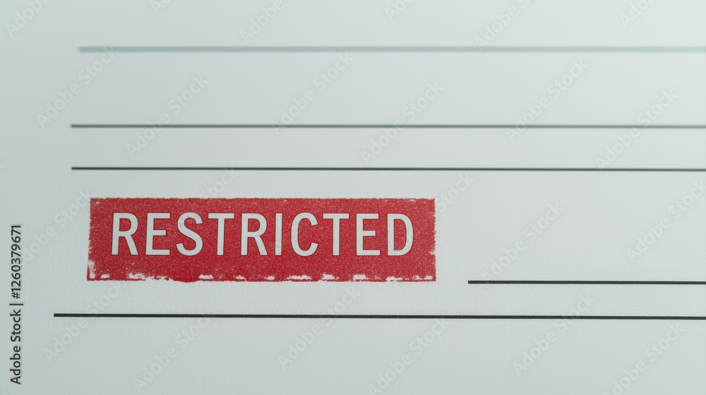 Criminal Law Restrictions concept. Restricted stamp on paper with blank lines for text. Criminal Law Restrictions concept. Restricted stamp on paper with blank lines for text.