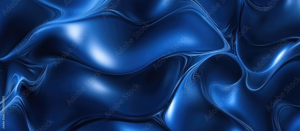 Obraz premium Lush deep blue abstract fabric texture with smooth waves and reflections for modern design backgrounds and visual compositions.