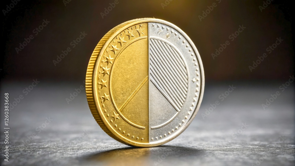 Unique Coin Design Featuring Distinct Half Gold and Half Silver Coloration Unique Coin Design Featuring Distinct Half Gold and Half Silver Coloration