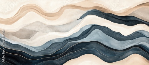 Wallpaper Mural abstract marble texture in black blue gray beige and white with flowing wave patterns ideal for backgrounds and interior design elements Torontodigital.ca
