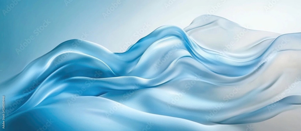 Fototapeta premium Azure blue silk fabric texture waving elegantly like the calm surface of a serene sky in the background.