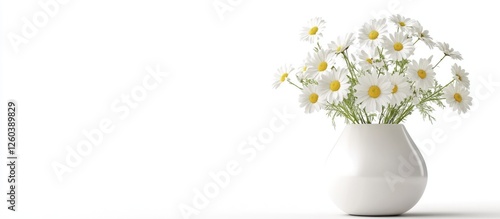Wallpaper Mural Vase with fresh daisy flowers on a white background with natural shadow and ample blank space for your text or design needs Torontodigital.ca