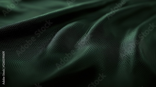 Close-up of a dark green fabric with a textured surface. the fabric appears to be made of a soft, silky material and has a subtle sheen to it.