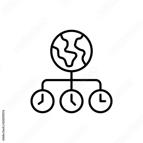 World time zone outline icons, minimalist vector illustration ,simple transparent graphic element .Isolated on white background