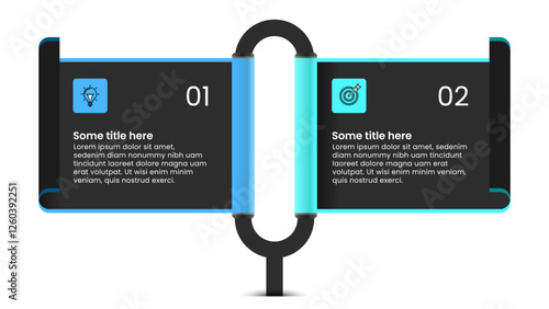 Infographic template. Signpost with 2 steps and icons