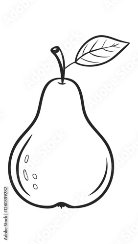 Pear Fruit Food Meal Healthy Coloring Kid Book Page in Black and White. Monochrome and Colored Samples
