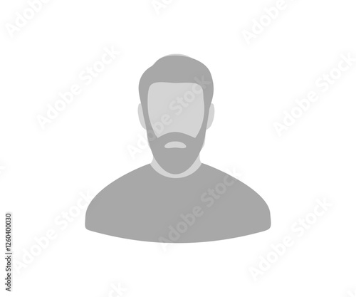 Minimalist bearded male character placeholder avatar. Profile picture, portrait symbol. User member vector design and illustration.

