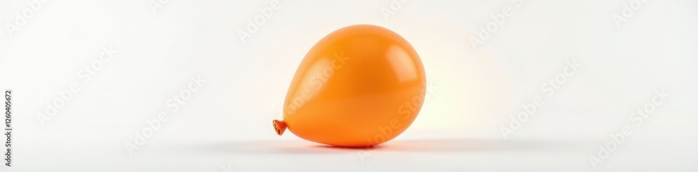 Orange balloon partially inflated and lying flat on a white background, awaiting full inflation, winter decoration, isolated decoration, festive atmosphere Orange balloon partially inflated and lying flat on a white background, awaiting full inflation, winter decoration, isolated decoration, festive atmosphere