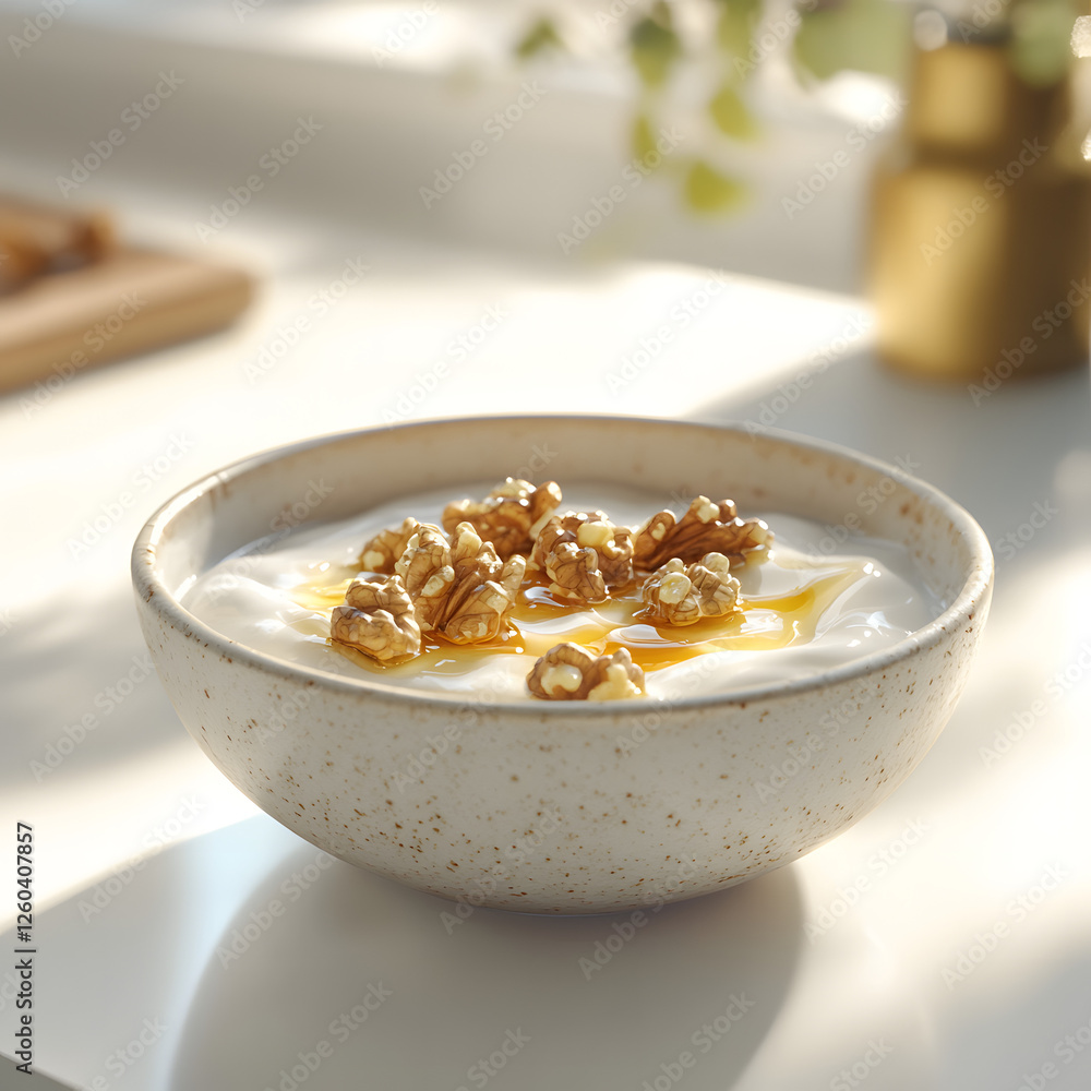 Greek yogurt topped with honey- AI generated Greek yogurt topped with honey- AI generated