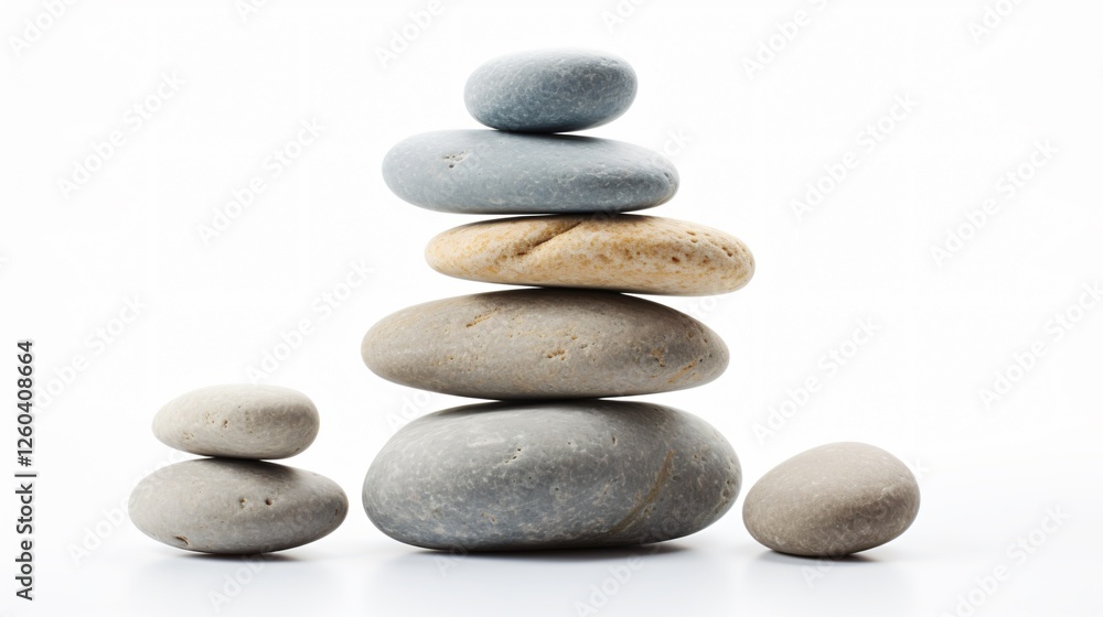 Sea Stones Pyramid Isolated on White Background Sea Stones Pyramid Isolated on White Background