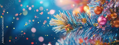 Wallpaper Mural Festive blue backdrop with Christmas decor and shimmering lights perfect for holiday greetings and seasonal promotions Torontodigital.ca