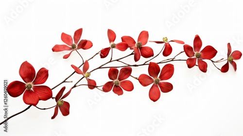 Isolated Ripe Dogwood Leaves White Background
