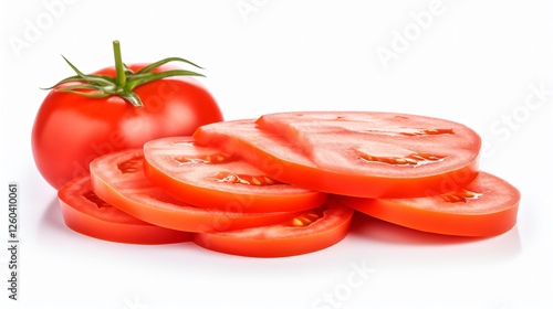 Fresh Tomato Slice Isolated White Background