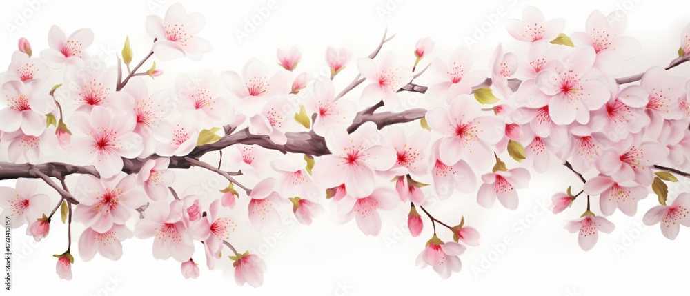 Falling Cherry Blossom Petals on White Background Falling Cherry Blossom Petals on White Background