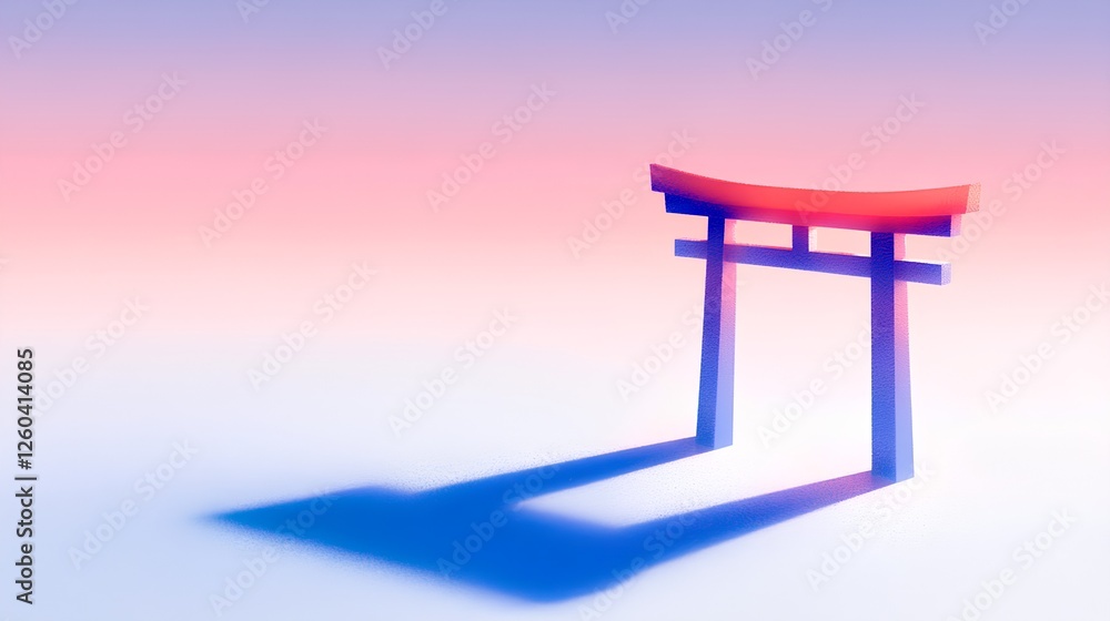 minimalistic gradient asian gate illustration minimalistic gradient asian gate illustration
